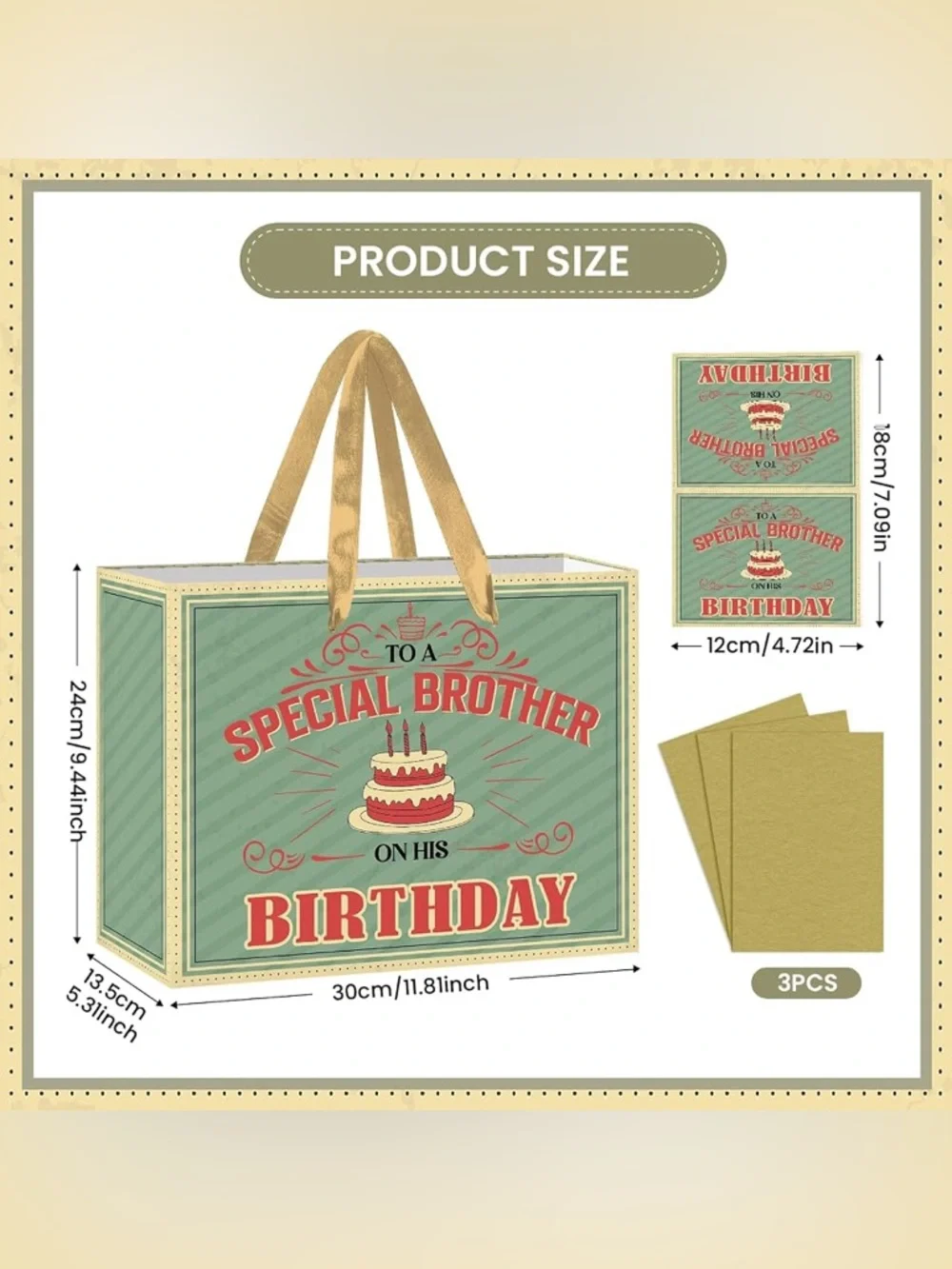 Special Brother Birthday Gift Bag with Gold Tissue